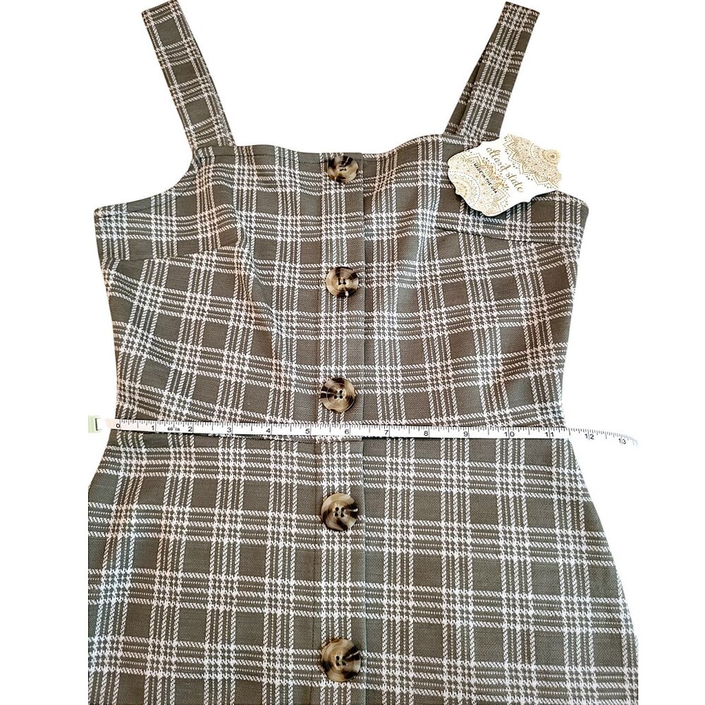 Altar’d State Plaid Sleeveless Sundress Olive Faux Button-Front, Size XS NWT